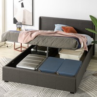Zinus Bed Frame Gas Lift Storage Bed Dark Grey Double & Queen
