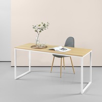 Zinus Jennifer Office Desk Laptop Computer Table Wood Metal in White- 160cm