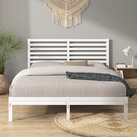 Zinus Kai Bamboo and Metal Bed Frame White Bed Base - Queen