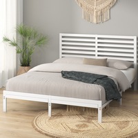 Zinus Kai Bamboo and Metal Bed Frame White Bed Base - Single, King Single, Double & Queen