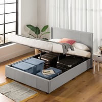 Zinus Bed Frame Gas Lift Storage Bed Light Grey Double & Queen