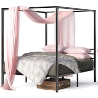 Zinus Canopy Bed Frame Metal Black Single, Double & Queen