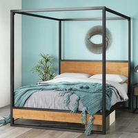 Zinus Ironline Canopy Metal and Solid Wood Bed Frame Queen