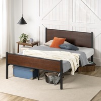 Zinus Tucker Metal and Bamboo Wood Bed Frame Single, Double & Queen