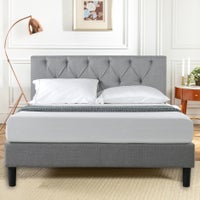 Zinus Classic Upholstered Diamond Tufted Headboard Fabric Bed Frame Grey - Double King Queen Single Size