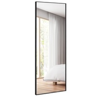 1.5M Rectangle Wall Mirror Full-Length Dressing Makeup Mirror Aluminum Frame Bathroom Bedroom Black
