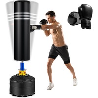 Costway MMA Boxing Punching Bag Heavy UFC Kick Training Punchbag Stand w/Glove & 12 Suction Cup Base Shock Absorber