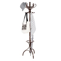 Costway 1.8M Wood Coat Rack Hat Stand Clothes Hanger w/Umbrellar Holder & 12 Hooks Entryway Bedroom Living Room