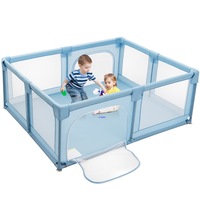 190x150x70cm Playpen kid Play Mat Interactive security Gate Slide Toddler Fence Play Yard Game Gift, Blue