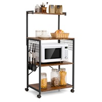 Costway 4-Tier Industrial Kitchen Island Trolley Organizer Storage Rolling Cart Rack Shelf Buffet Counter Metal Frame