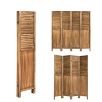 Costway 4-Panel Room Divider Wood Privacy Screen Foldable Room Dividers Stand Partition Home Office Hotel 160x170cm Cafe