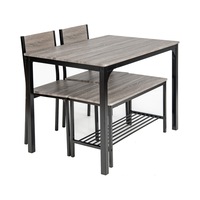 4pcs Retro Dining Set Dining Table and Chairs Set Bench Seat w/Storage Rack Breakfast Kitchen Cafe Home Furniture