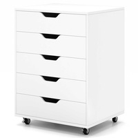 Costway 5-Drawer Filing Cabinet Mobile Storage Cabinet Wood Tallboy Chest of Drawers Beside Bedroom Home Office