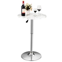 Costway Swivel High Bar Table Round Pub Coffee Table Adjustable Dining Table Kitchen Counter Bistro White