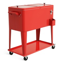 Costway 80QT/76L Portable Ice Chest  Rolling Cooler Cart Drink Beverage Cold Trolley w/Shelf & Bottle Opener  Outdoor Bar Patio Deck Party