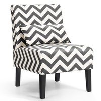 Costway Accent Chair Upholstered Dining Chair Single Sofa w/Lumbar Pillow Kitchen Living Bedroom Office Grey