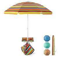 Costway 1.96M Beach Umbrella Outdoor Adjustable Sun Shade Parasol Shelter w/Cup Holder & Pocket