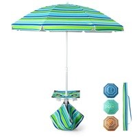 Costway 1.96M Beach Umbrella Outdoor Adjustable Sun Shade Parasol w/Cup Holder & Pocket  Green