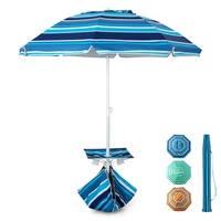 Costway 1.96M Beach Umbrella Outdoor Adjustable Sun Shade Parasol w/Cup Holder & Pocket  Navy