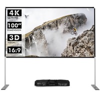 Costway 100'/259cm Projector Screen Stand 16:9 HD Indoor Outdoor Projection Movie Screen Home Cinema