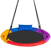 Costway 100cm Kids Tree Swing Seat Flying Saucer Swing Hammock Chair w/Pillow & 4 Handles  Outdoor Playground Yard Garden Toy  Xmas Gift