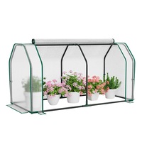 Costway Mini Greenhouse PE Cover Garden Green House w/Roll-Up Zippered Door 121x54x61.5cm
