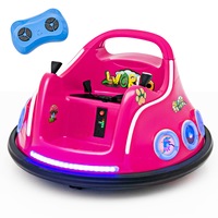 Costway 12V Electric Bumper Car 360° Spin Kids Ride On Toy RC Race Vehicle w/USB & Bluetooth & Music kidren Gift, Pink
