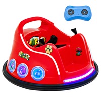 Costway 12V Electric Bumper Car 360° Spin Kids Ride On Toy RC Race Vehicle w/USB & Bluetooth & Music kidren Gift, Red