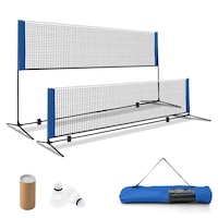 Costway 4.2m Badminton Tennis Net Ajustable Volleyball Pickleball Net Stand Outdoor Sports w/2 Shuttlecocks Carrying Bag