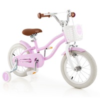 Costway Kids Bike Bicycle Ride-on w/Training Wheels& Basket&Adjustable Handlebar Seat, Girls Beginner Purple