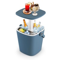 Costway 15L Portable Ice Box Beverage Cooler Bar Bucket Outdoor Furniture Patio Poolside Blue