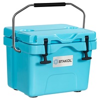 Costway 15L Portable Insulated Food Storage Ice Chest Leak-Proof 24 Cans Ice Box Camping Party Blue