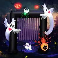 Costway 2.2m Halloween Inflatables LED Archway Ghost Waterproof Halloween Props Outdoor Garden Party Decor