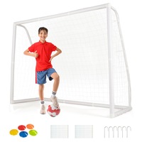 Costway 2.5M x 1.8M Soccer Goal, Weather Resistant Net & UPVC Frame for Home Backyard