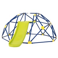 Costway 2-in-1 Kids Dome Climber & Slide Set Geometric Climbing Dome Outdoor Activity Center 150KG Load Capacity Yellow