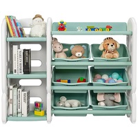 Costway 2 in 1Kids Toy Storage Shelf Box Bookshelf Display Organiser Rack w/6 Bins Green