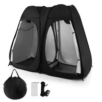 Costway 2-Room Pop Up Shower Tent Outdoor Camping Portable Change Room Privacy Shelter w/Carrying Bag Black