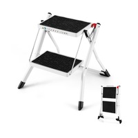 Costway 2-Step Folding Ladder Portable Step Stool Ladders Lightweight Stepladder Household Kitchen w/Anti-slip Pedal