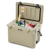 Costway 21L Outdoor Ice Chest Portable Hard Cooler w/Bottle Opener Camping BBQ Beach RV  Beige