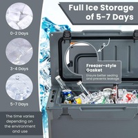 Costway 28L Hard Ice Chest Portable Cooler Box Insulated w/Bottle Opener&Cup Holders Beach Fishing Picnic Grey