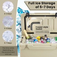 Costway 28L Hard Ice Chest Portable Cooler Box Insulated w/Bottle Opener&Cup Holders Beach Fishing Picnic