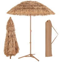 Costway 2M Foldable Thatched Tiki Umbrella, Outdoor Portable Sunshade Market Umbrella