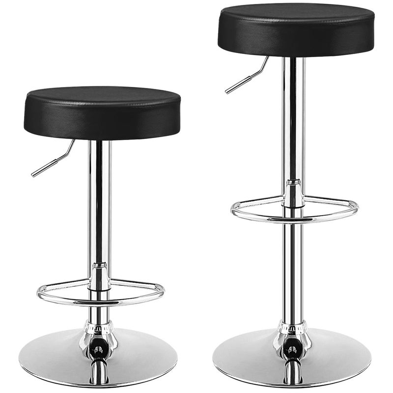 Costway 2x Bar Stools PU Leather Bar Stools Counter Stools Kitchen Cafe Dining Pub Metal Frame Gas Lift