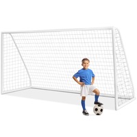 Costway 3.7x1.82M Soccer Goal All-Weather Soccer Goal Outdoor Sports Training Equipment Soccer Practice Backyard w/6 Ground Pegs