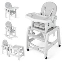 Costway 3 in 1 High Chair Convertible Feeding Rocking Chair Table Set w/Booster Seat & Removable Tray