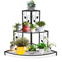 Costway 3-Tier Metal Plant Stand Ladder Flower Pot Holder Corner Plant Display Shelf Outdoor Garden Black