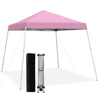 Costway 3x3 m Instant Pop Up Canopy Folding Slanted Leg Canopy Tent w/Carry Bag UPF50+ UV Protection Pink