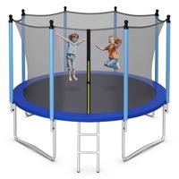 Costway 12FT Kids Trampoline Jumping Trampolines w/Ladder & security Net Pad Indoor Outdoor Fun Toys Gift Blue