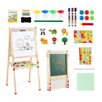 Costway 3in1 Wood Dual-Side Drawing Easel Blackboard Whiteboard Adjustable
