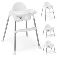 Costway 4-IN-1 High Chair Feeding Dining Chair Toddler Seat w/Double Trays Kids Furniture, White